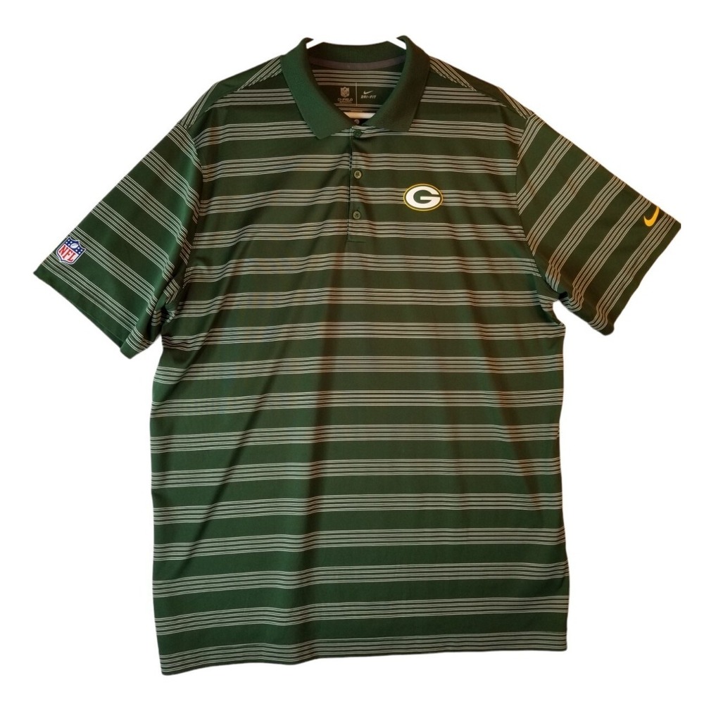 Nike Golf Dri-Fit On Field‎ Apparel NFL Strip Polo Green Bay Shirt men's Size XL